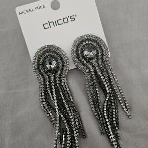 Chico's Glamorous Black and Silver Dangle Earrings